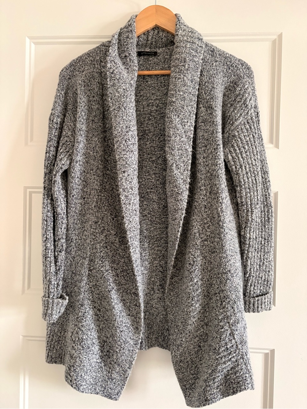 Dynamite Heather Gray Open-Front Shawl Collar Cardigan